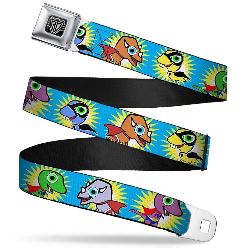6127 Seatbelt Belt - Dinosaur Superhero Baby Blue - 1.0" Wide - 20-36